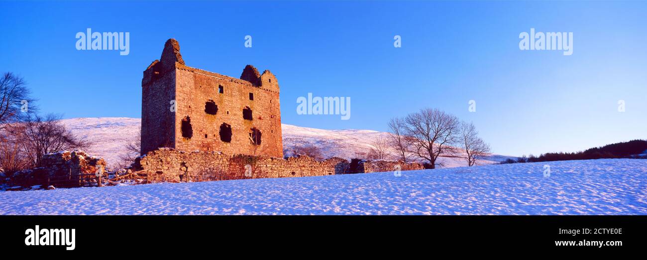 Burgruinen, Newark Castle, Selkirkshire, Scottish Borders, Schottland Stockfoto
