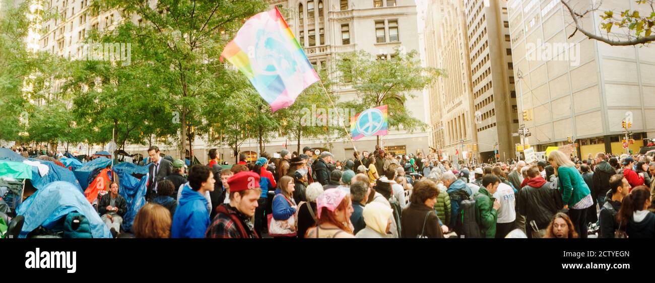 Occupy Wall Street Demonstranten, Finanzviertel, Zuccotti Park, Lower Manhattan, Manhattan, New York City, New York State, USA Stockfoto