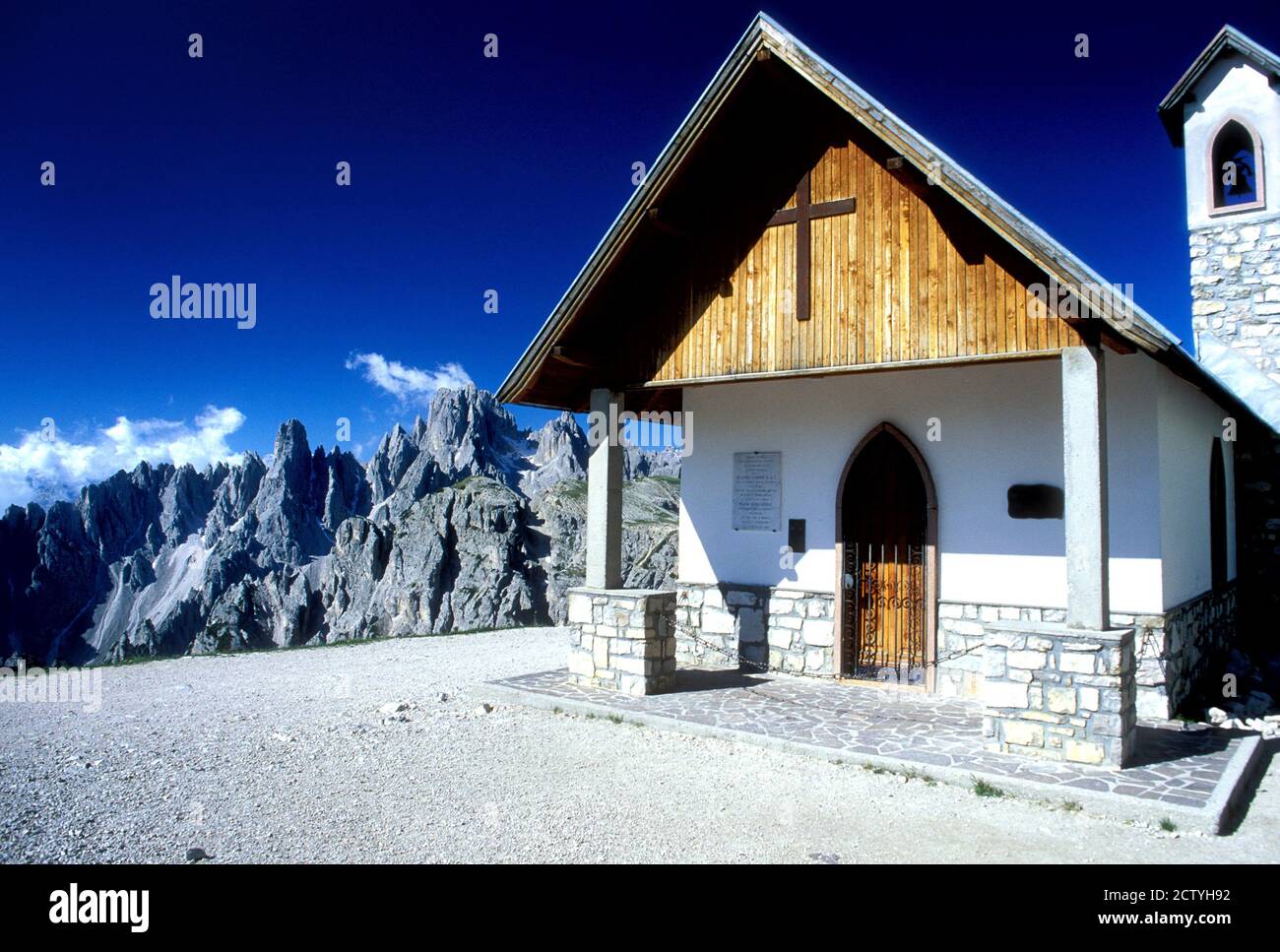 Kapelle, in der Nähe der Drie Zinnen Dolomiten, Südtirol, Italien Stockfoto