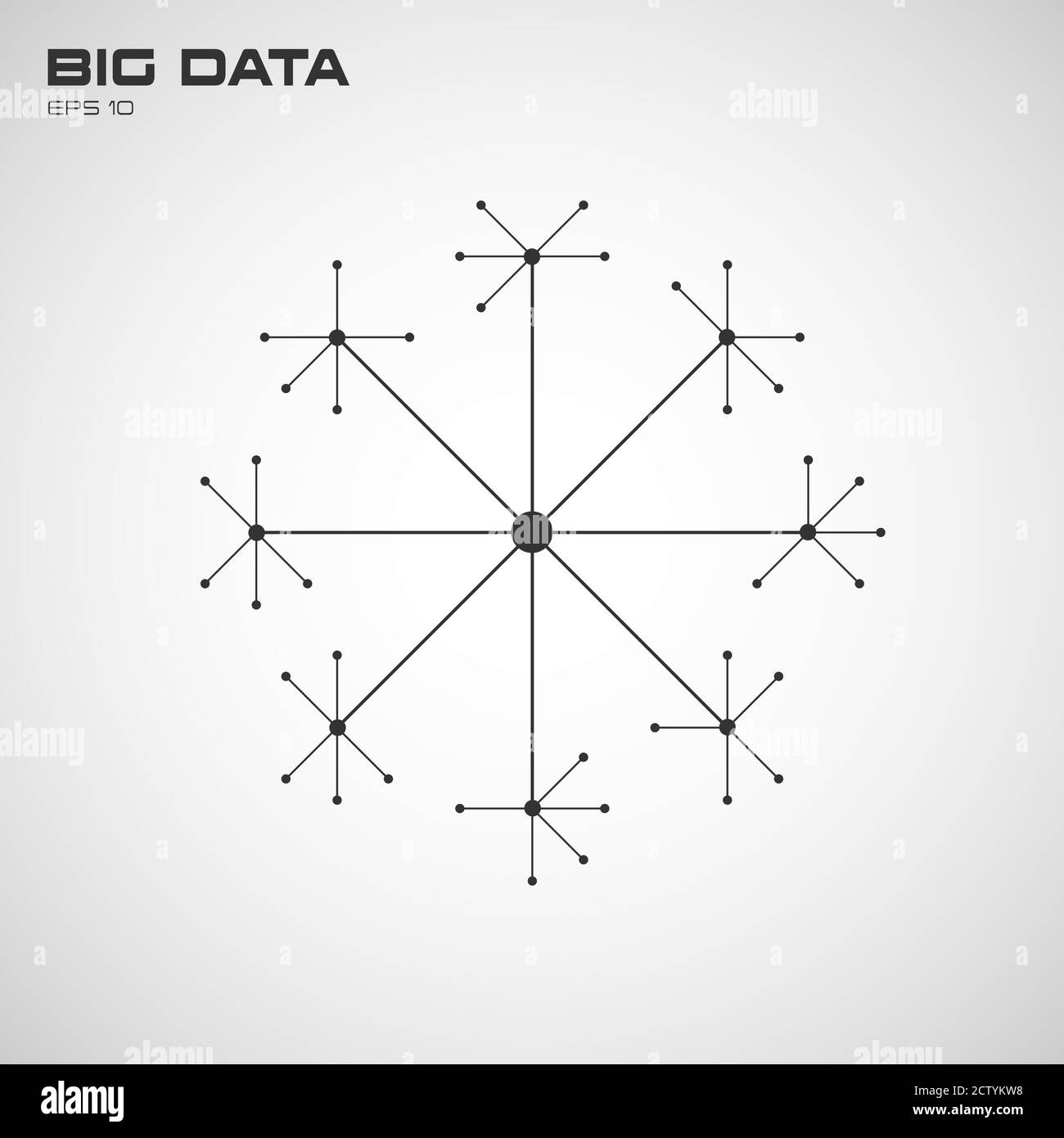 Big Data Visualisierung der Verbindungsstruktur mit Linien und Punkten. Design für Wirtschaft, Wissenschaft, Technologie. Vektor Stock Vektor