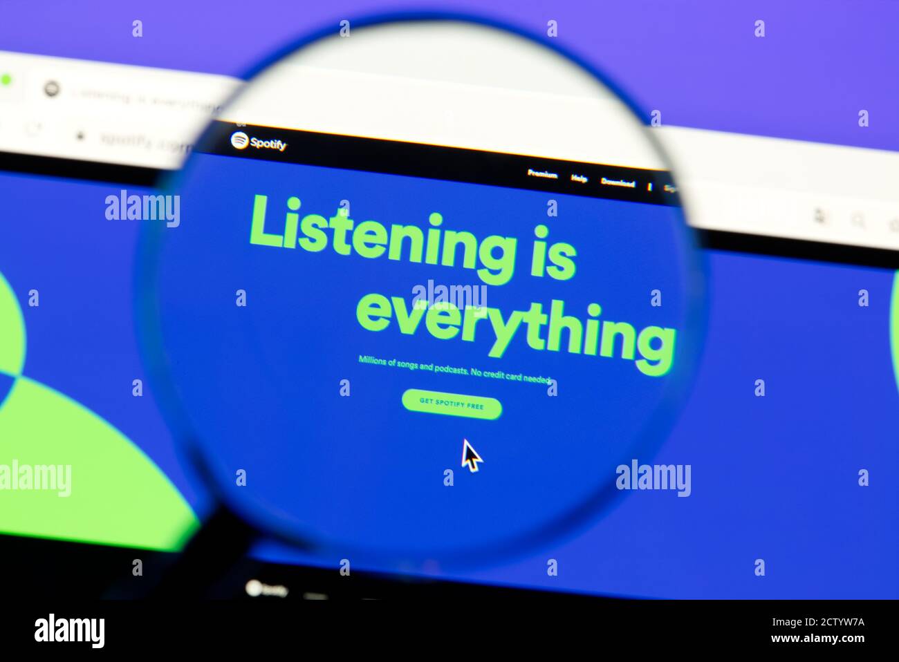 Ostersund, Schweden - 24. September 2020 Spotify-Website. Spotify ist ein schwedischer Musik-Online-Streaming-Medien-Service.. Stockfoto