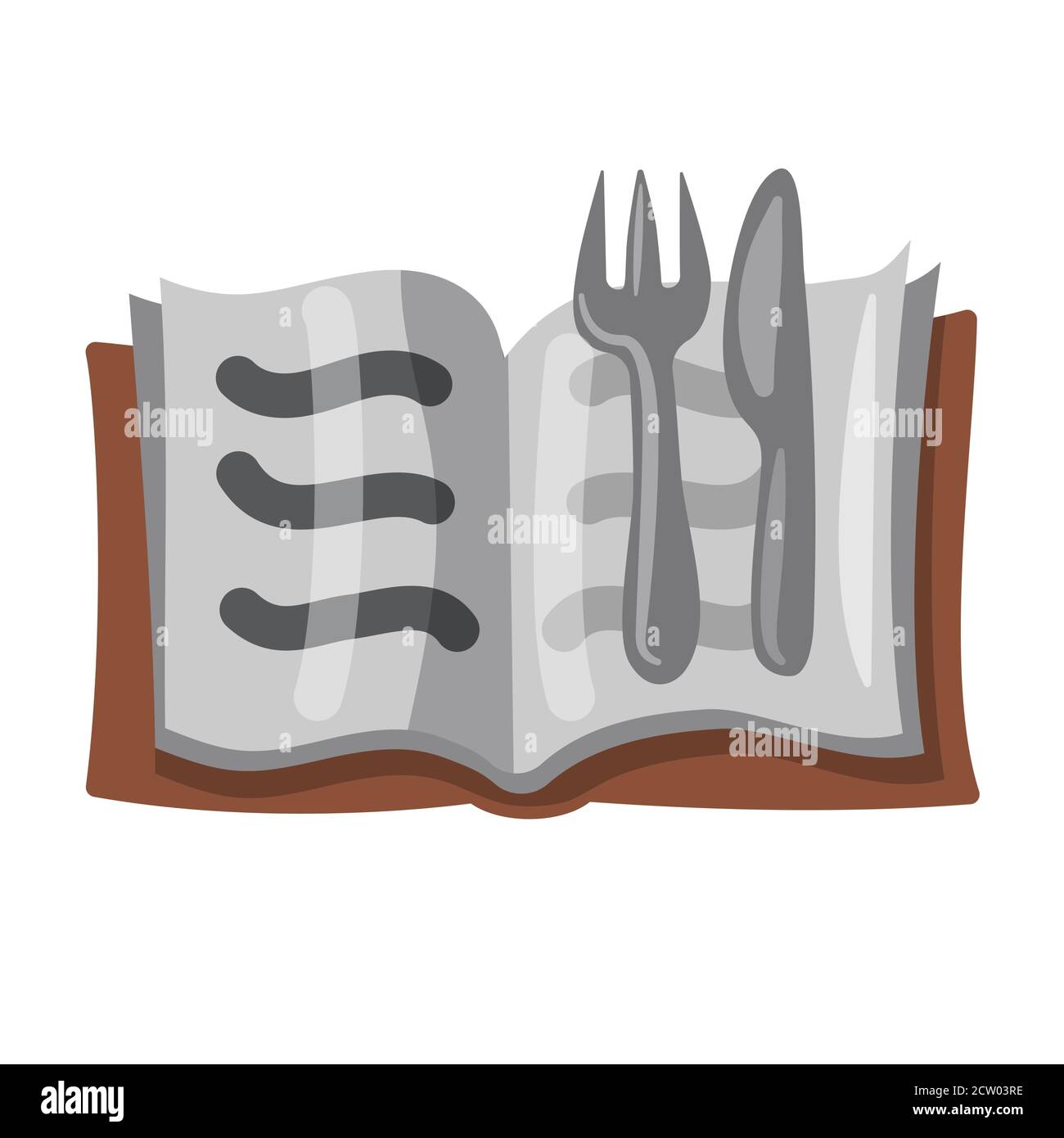 Abbildung der Ikone des Kochbuchs und des Bestecks Stock Vektor