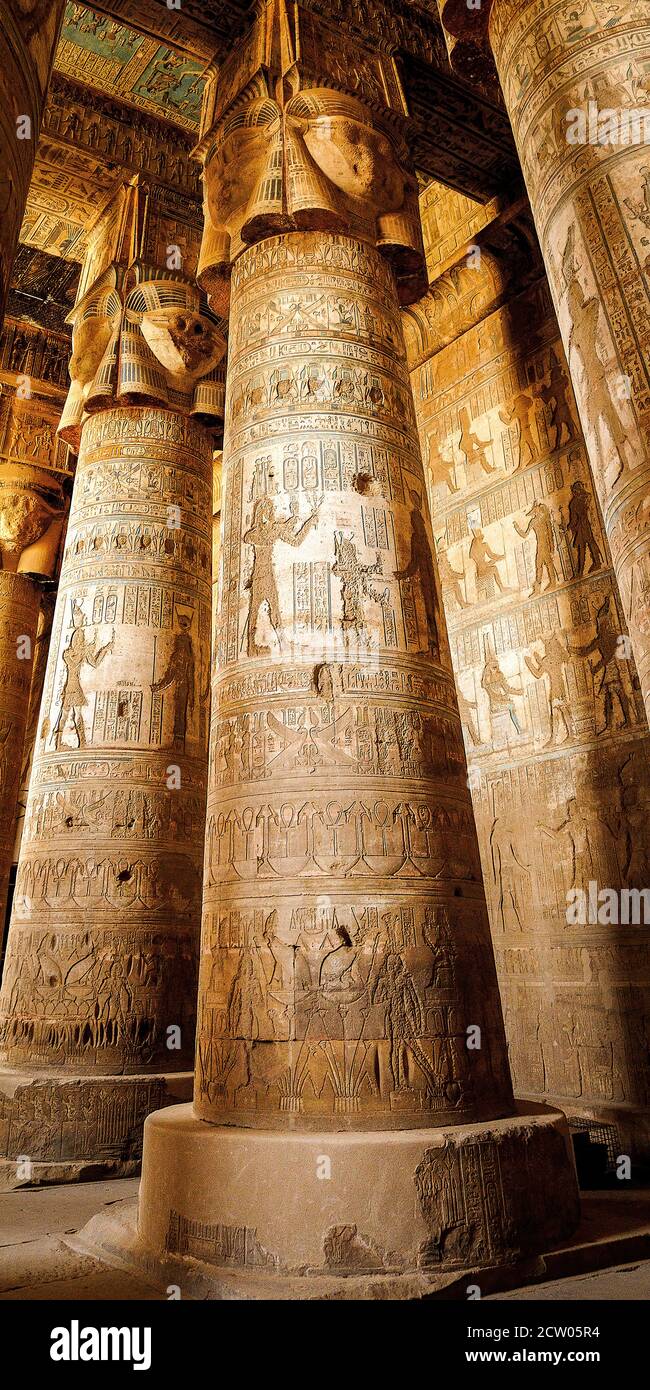 Dendera Temple Innenraum, Altes Ägypten Stockfoto