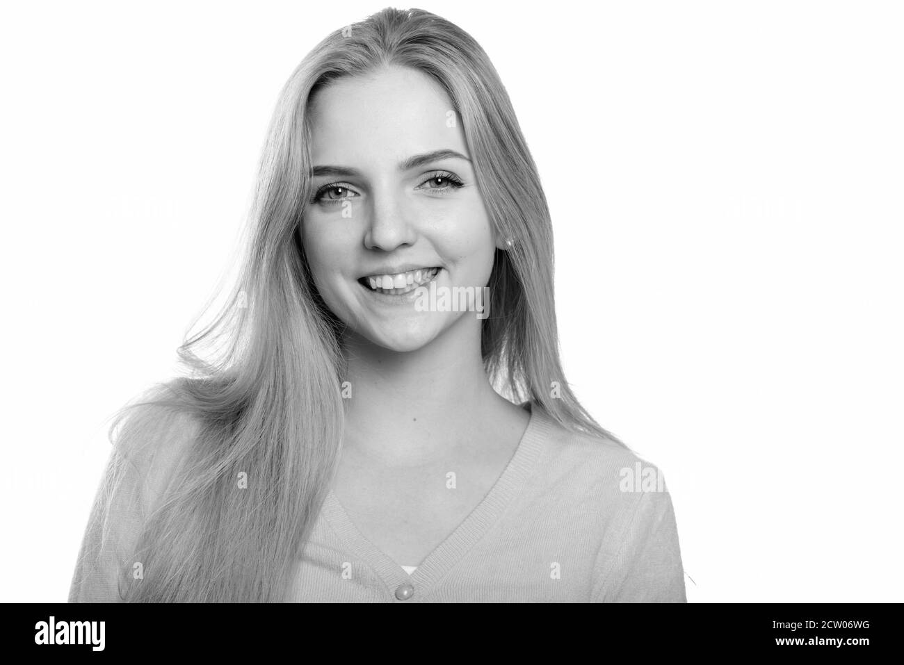 Studio shot Junger happy teenage Mädchen lächelnd Stockfoto