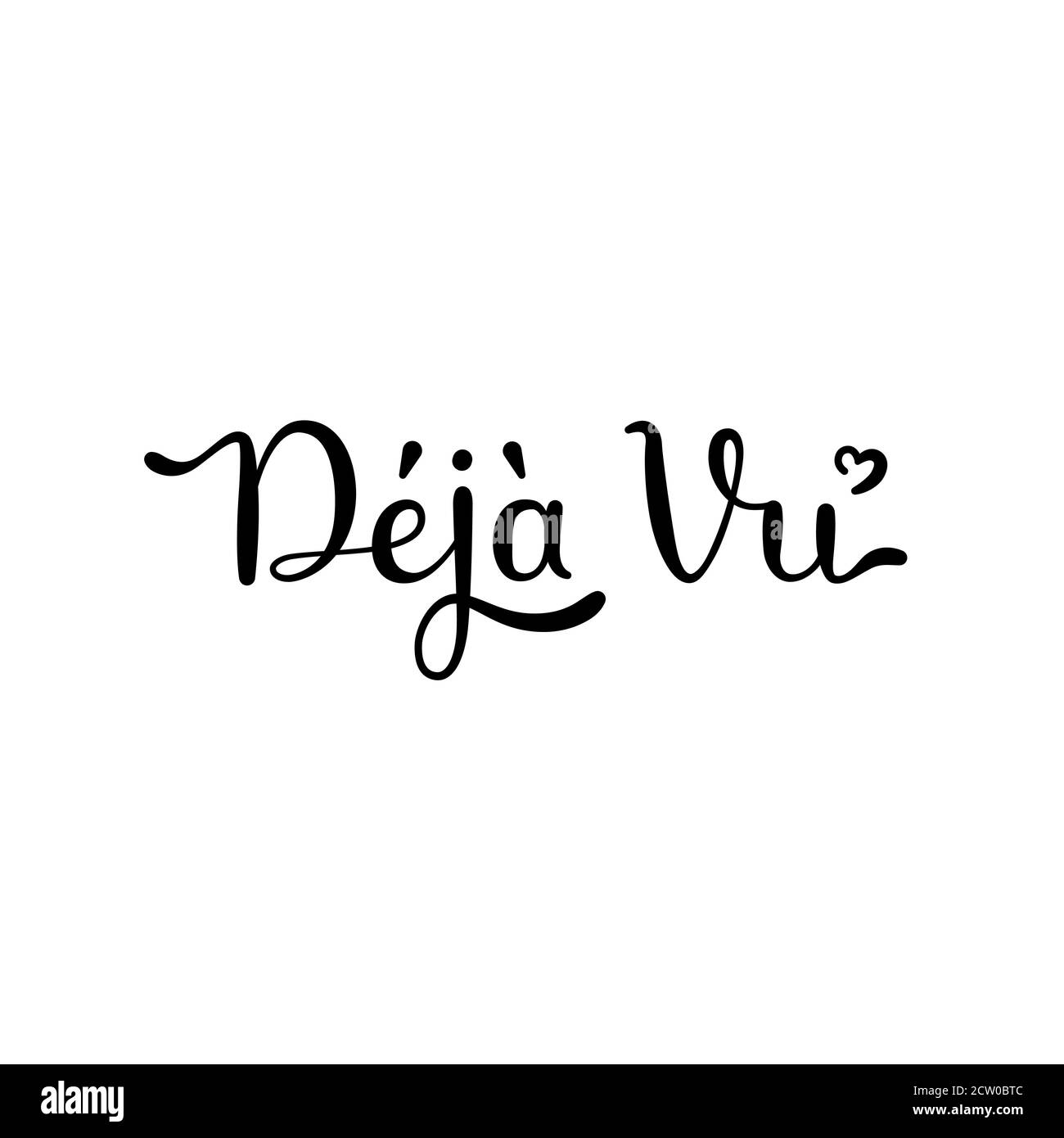 Dejavu Wort. Handgezeichneter Schriftzug in französischer Sprache. Isolierter Vektor Stock Vektor