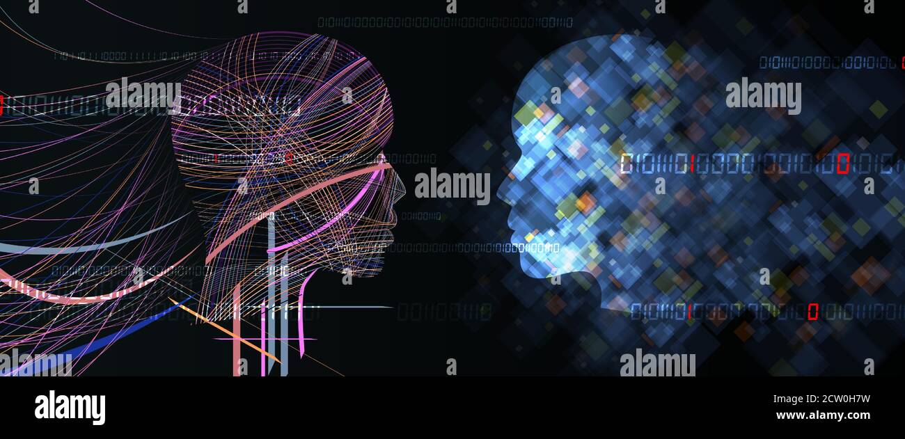 Abstrakte Künstliche Intelligenz. Cloud-Computing. Maschinelles Lernen. Hintergrund des Technologiewebs. Futuristischer Hintergrund des virtuellen Konzepts Stock Vektor