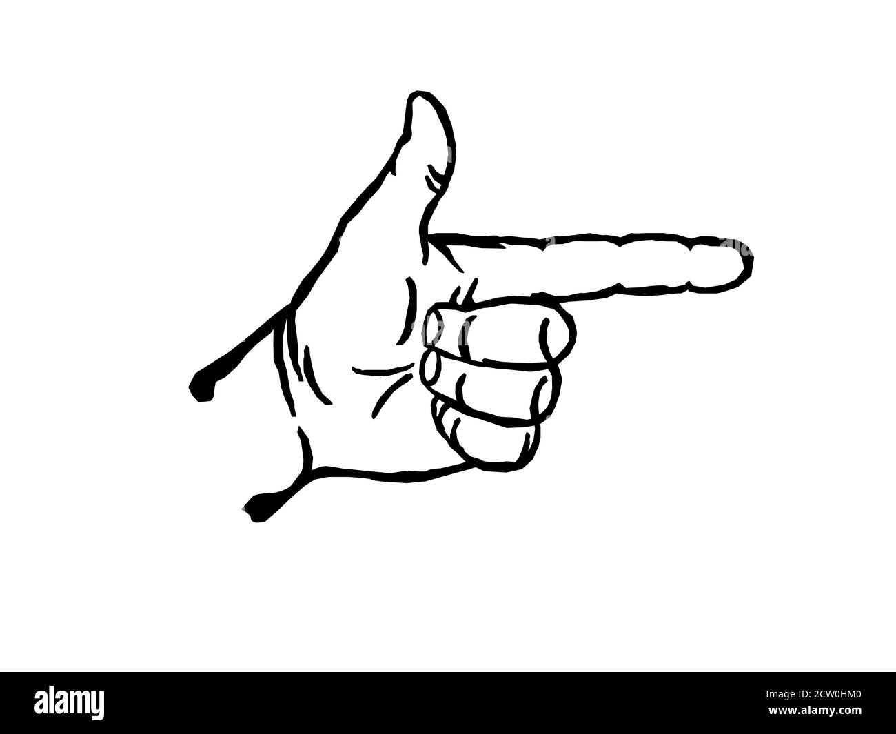 Abbildung des Symbols „Finger Point Gun“. Zeigefinger zeigt Richtungszeichen an. Stock Vektor
