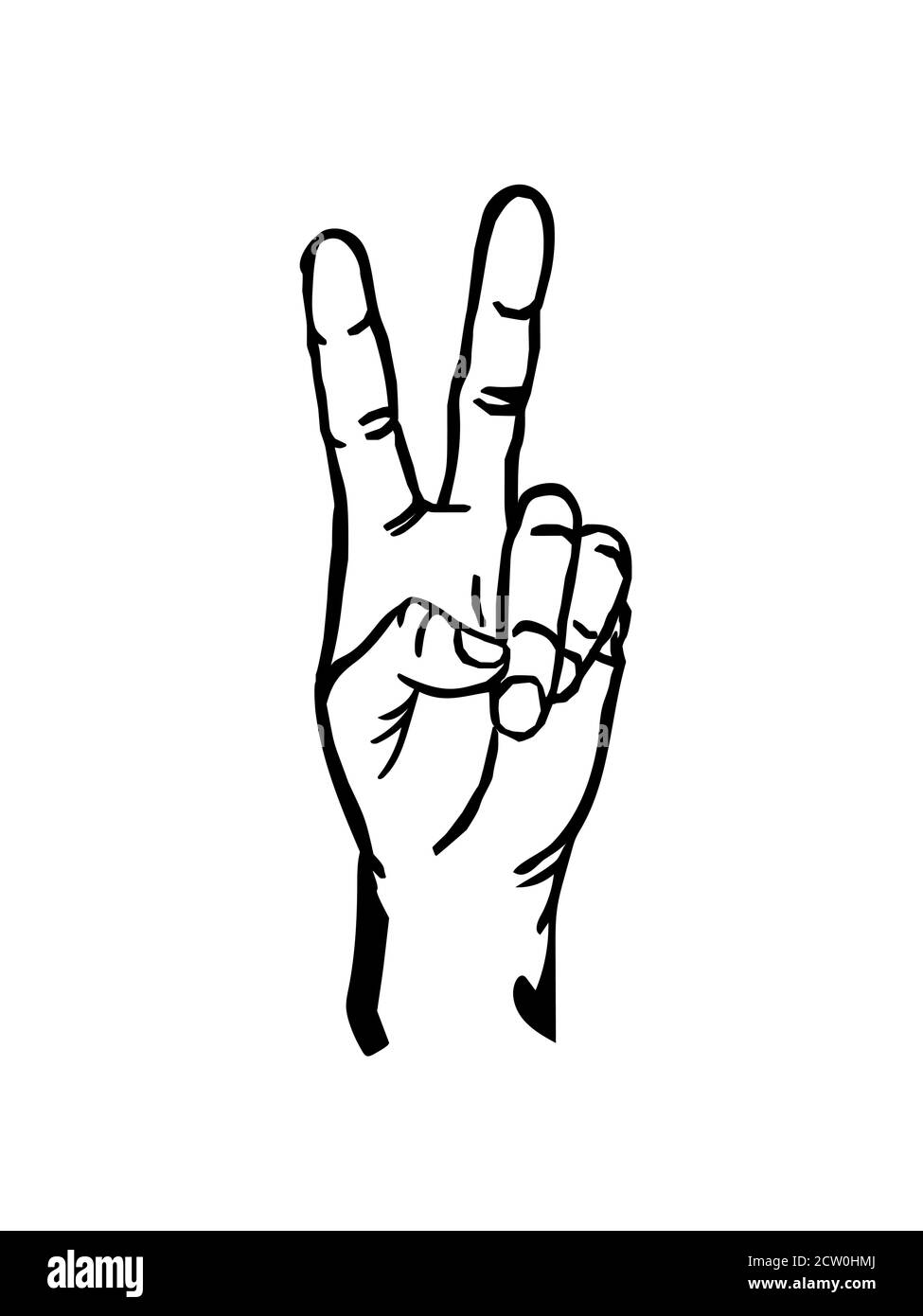 Friedenszeichen Finger. Victory Hand Symbol Vektor Illustration. Erfolgszeichen. Stock Vektor
