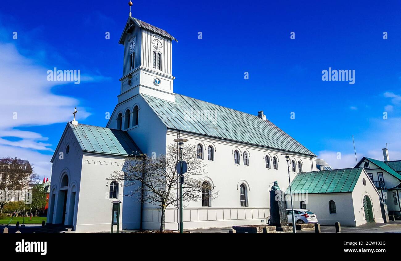 Kathedrale von Reykjavik (Domkirkjan) in Island. Stockfoto