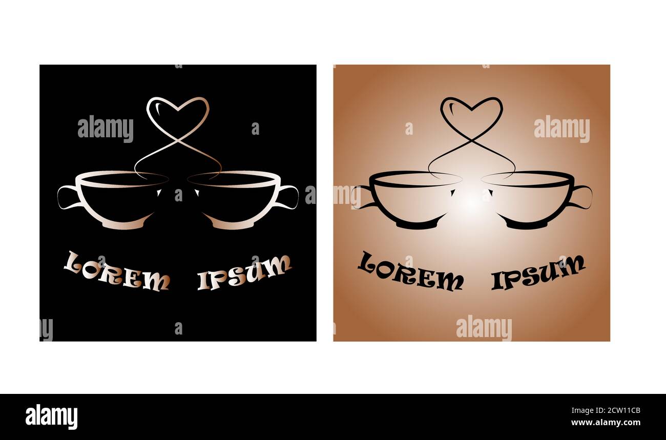 Coffee Cup Logo in verschiedenen Farbkombinationen für Cafeteria, Unternehmen, Shop Branding und für die Gestaltung von Webseiten. Stock Vektor
