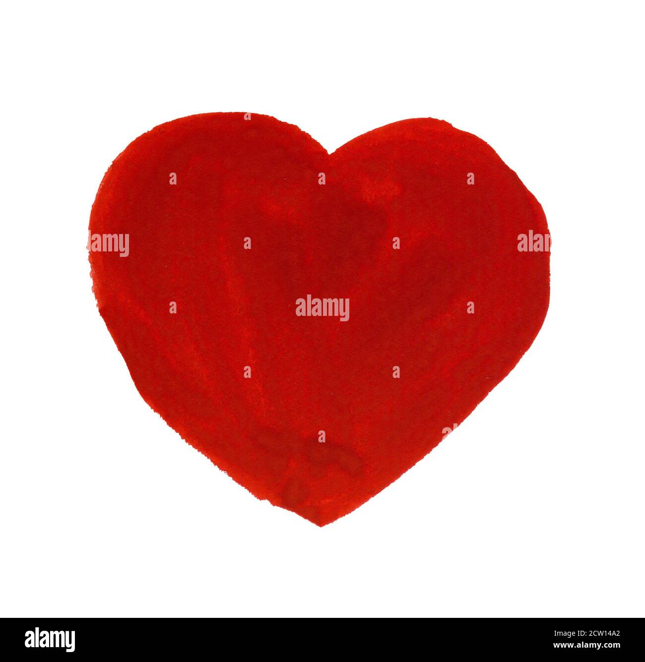 Aquarell Gemälde von großen roten Herzen isoliert auf weißem Hintergrund Stockfoto