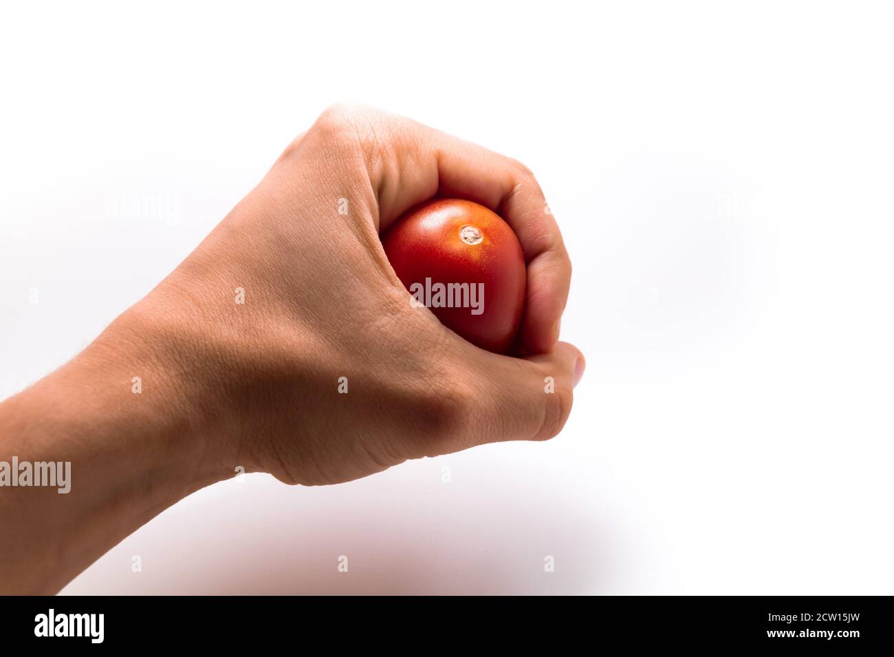 Ketchup auf weißem Hintergrund Stockfoto