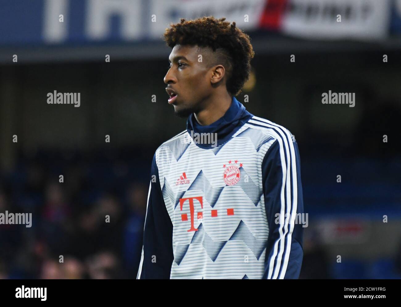 LONDON, ENGLAND - 26. FEBRUAR 2020: Kingsley Coman von Bayern im Rahmen der 2019/20 UEFA Champions League Runde 16 zwischen dem FC Chelsea und Bayern München auf der Stamford Bridge. Stockfoto