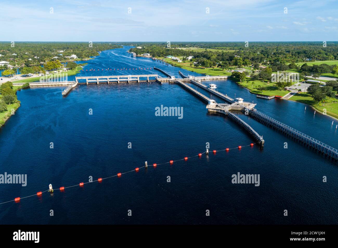 W.P. Franklin US Army Corps of Engineers Campground Damm und Schleusen Alva florida Stockfoto W.P. Franklin US Army Corps of Engineers Campground Damm und Schleusen Alva florida Stockfoto