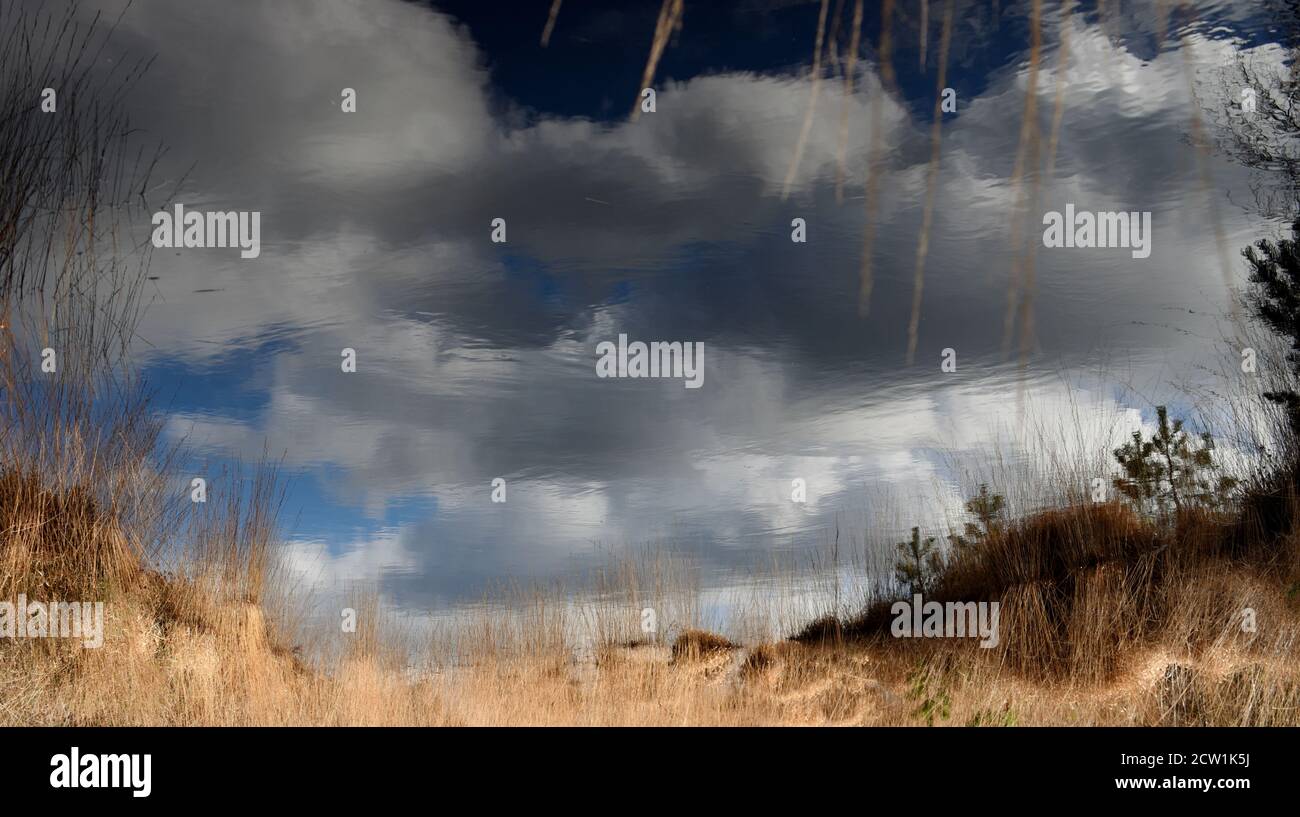 Wolken spiegeln sich in Wasser Stockfoto