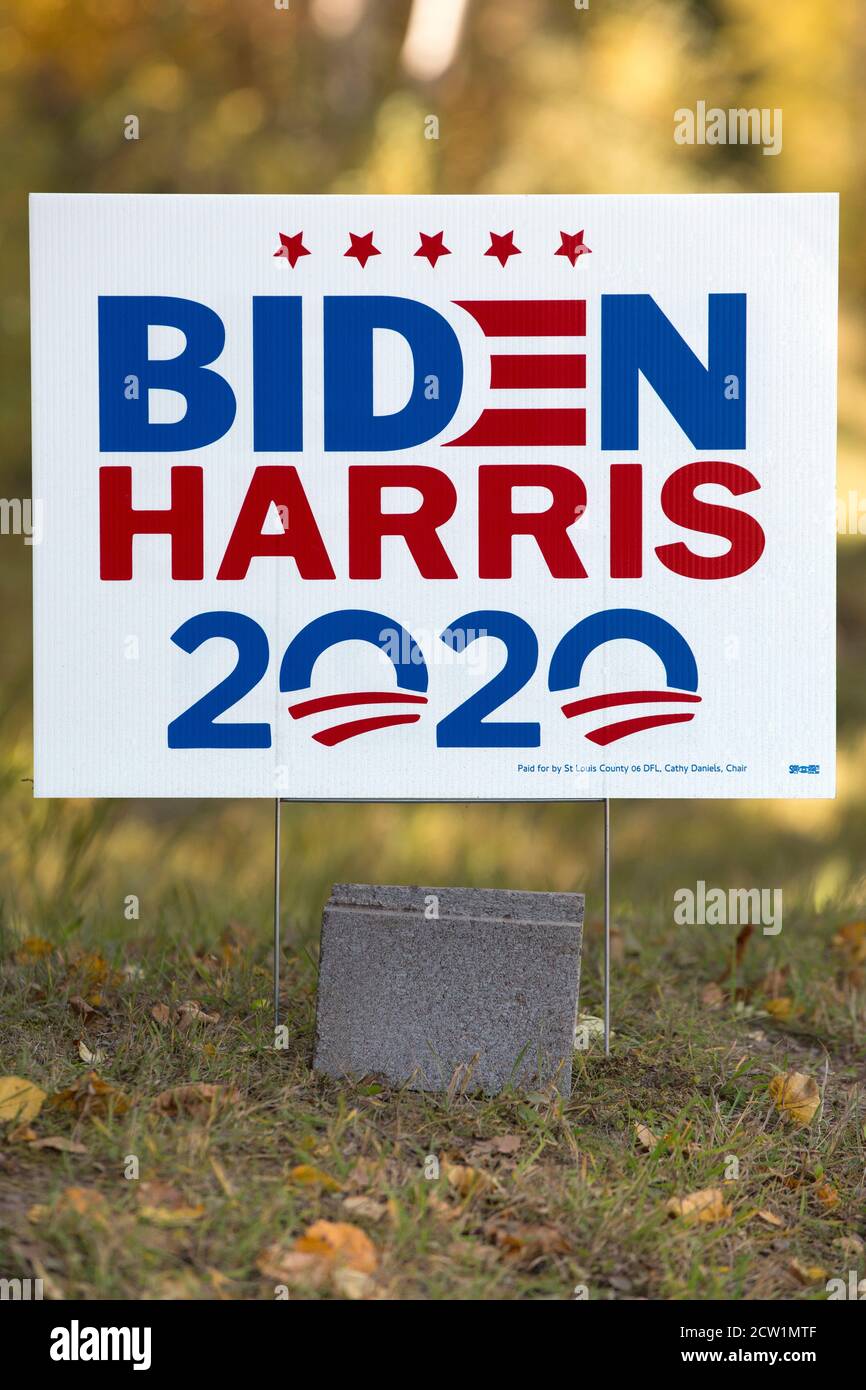 2020 Präsidentschaftswahl Zeichen für die Demokraten Joe Biden und Kamala Harris Stockfoto
