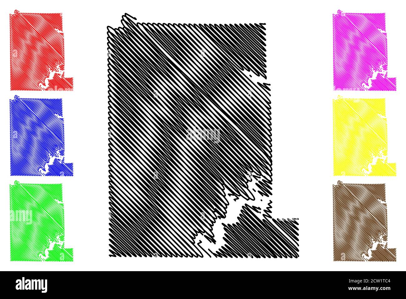 Monroe County, Indiana (US County, Vereinigte Staaten von Amerika, USA, USA, US) Karte Vektor Illustration, scribble Skizze Monroe Karte Stock Vektor