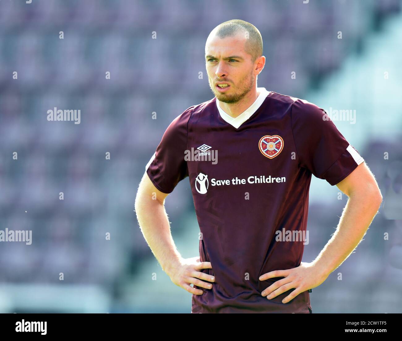 Tynecastle Park, Edinburgh, Schottland. September 20. Hearts vs Patrick Thistle Friendly Match . Hearts Stürmer Craig Wighton gegen Partick Thistle. Kredit: eric mccowat/Alamy Live Nachrichten Stockfoto