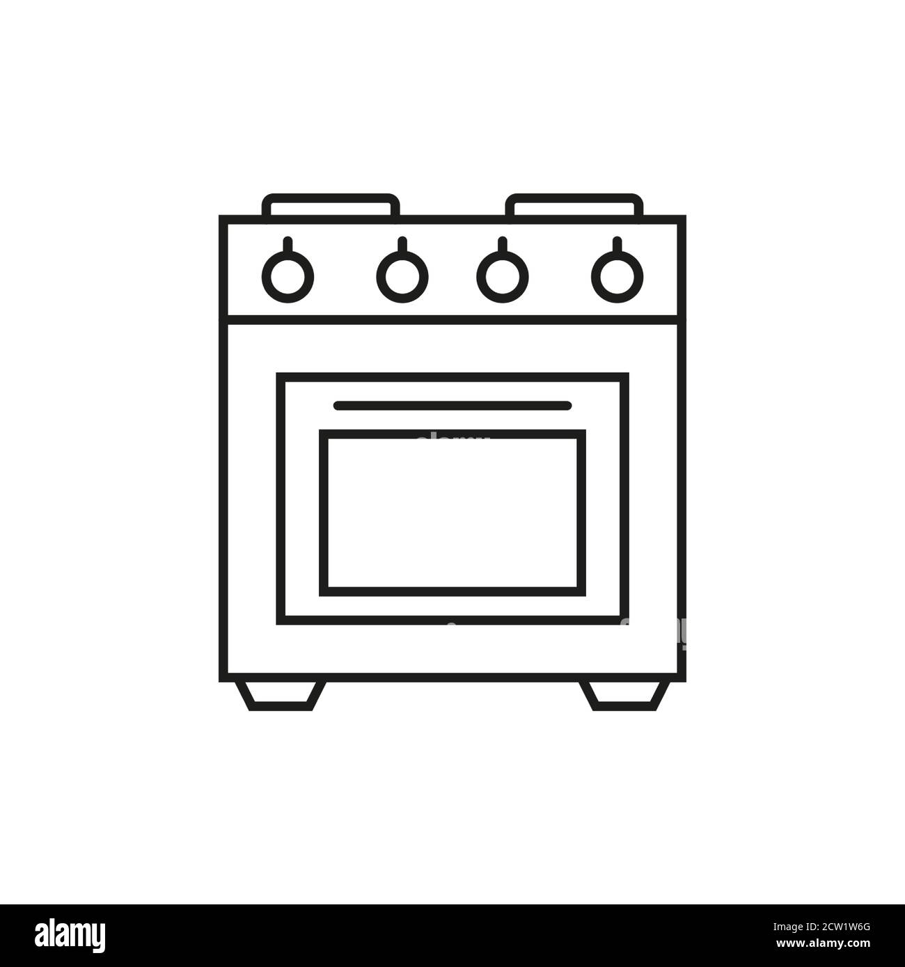 Gasherd Küchengeräte, Symbole, Umriss, schwarz. Elektrische Haushaltsgeräte. Schwarze flache Symbole mit schwarzer Umrandung. Stock Vektor