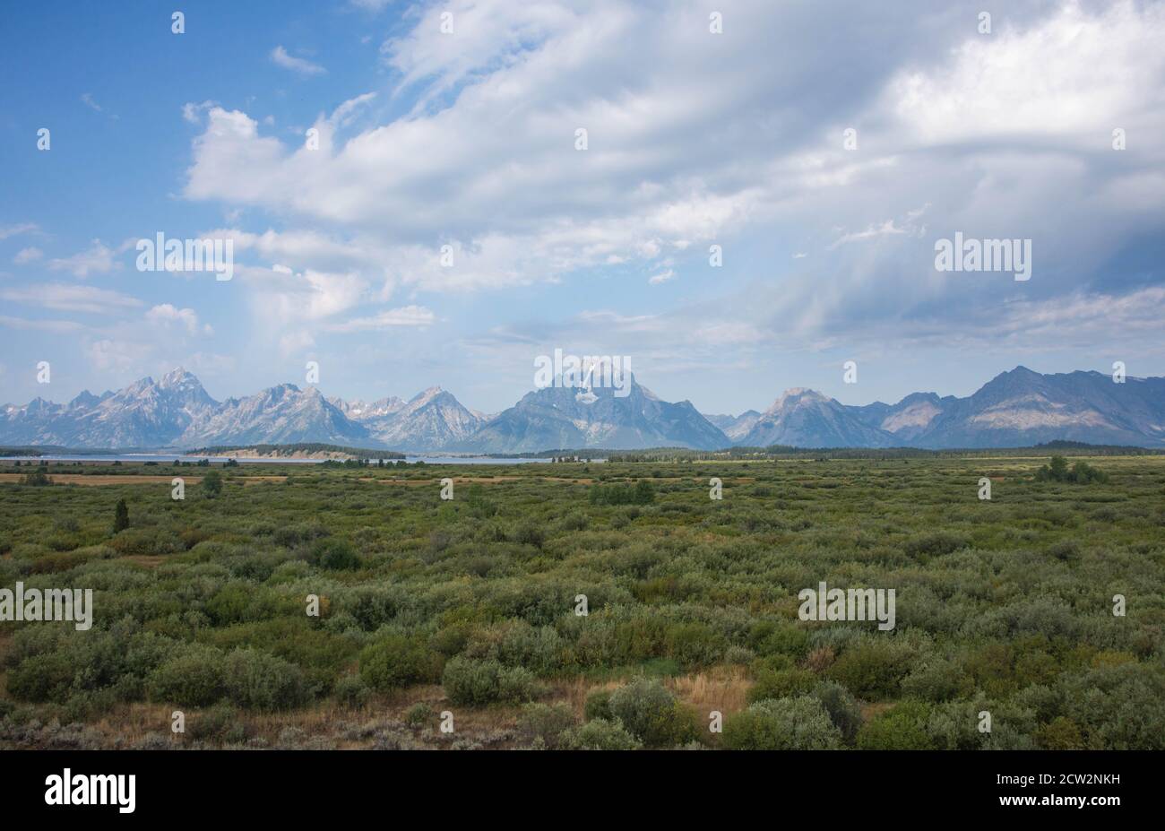 Blick auf den Grand Tetons National Park, Wyoming, USA Stockfoto