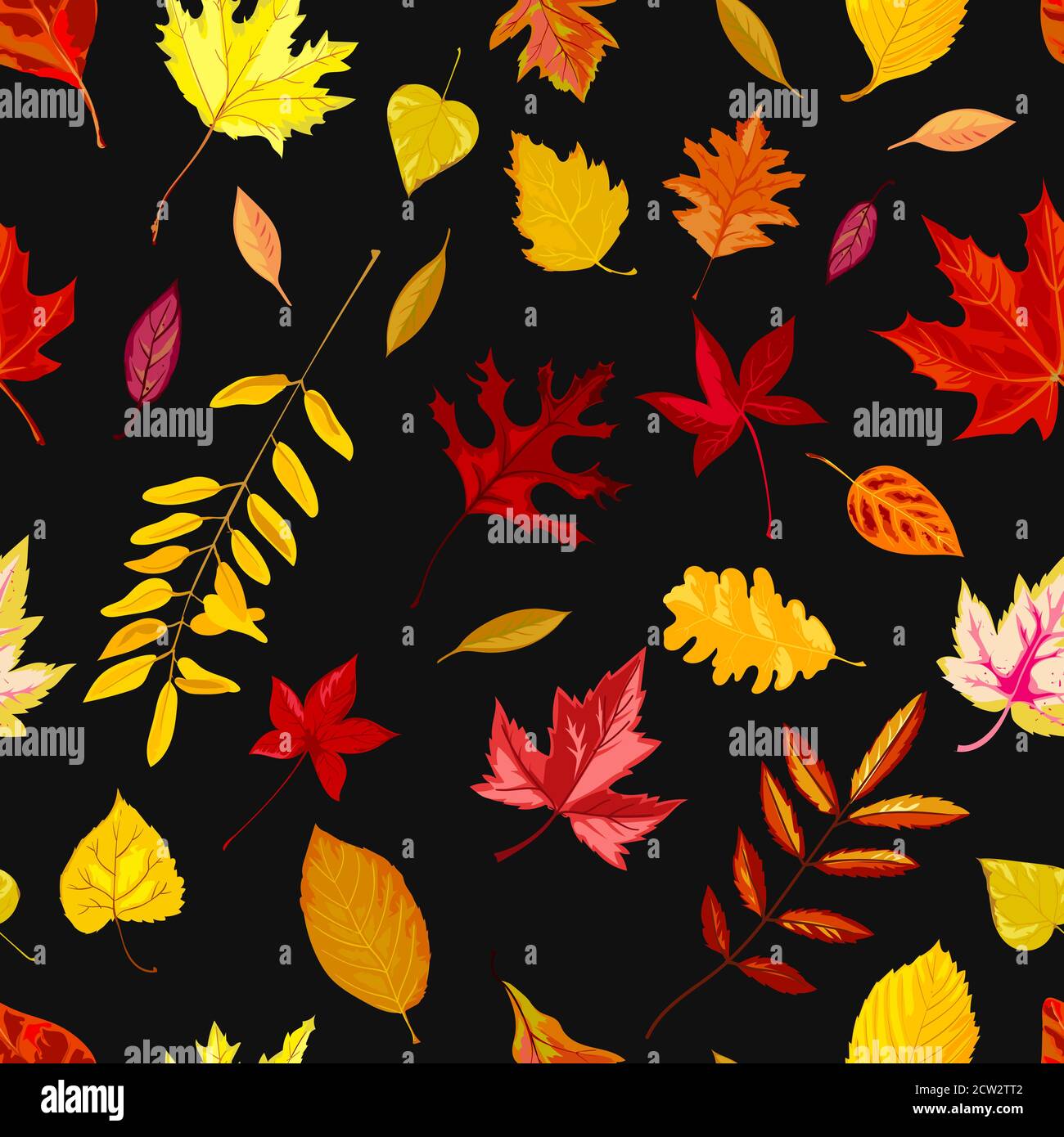 Herbstblätter fallen von Bäumen, Laub und Blätter Stock Vektor