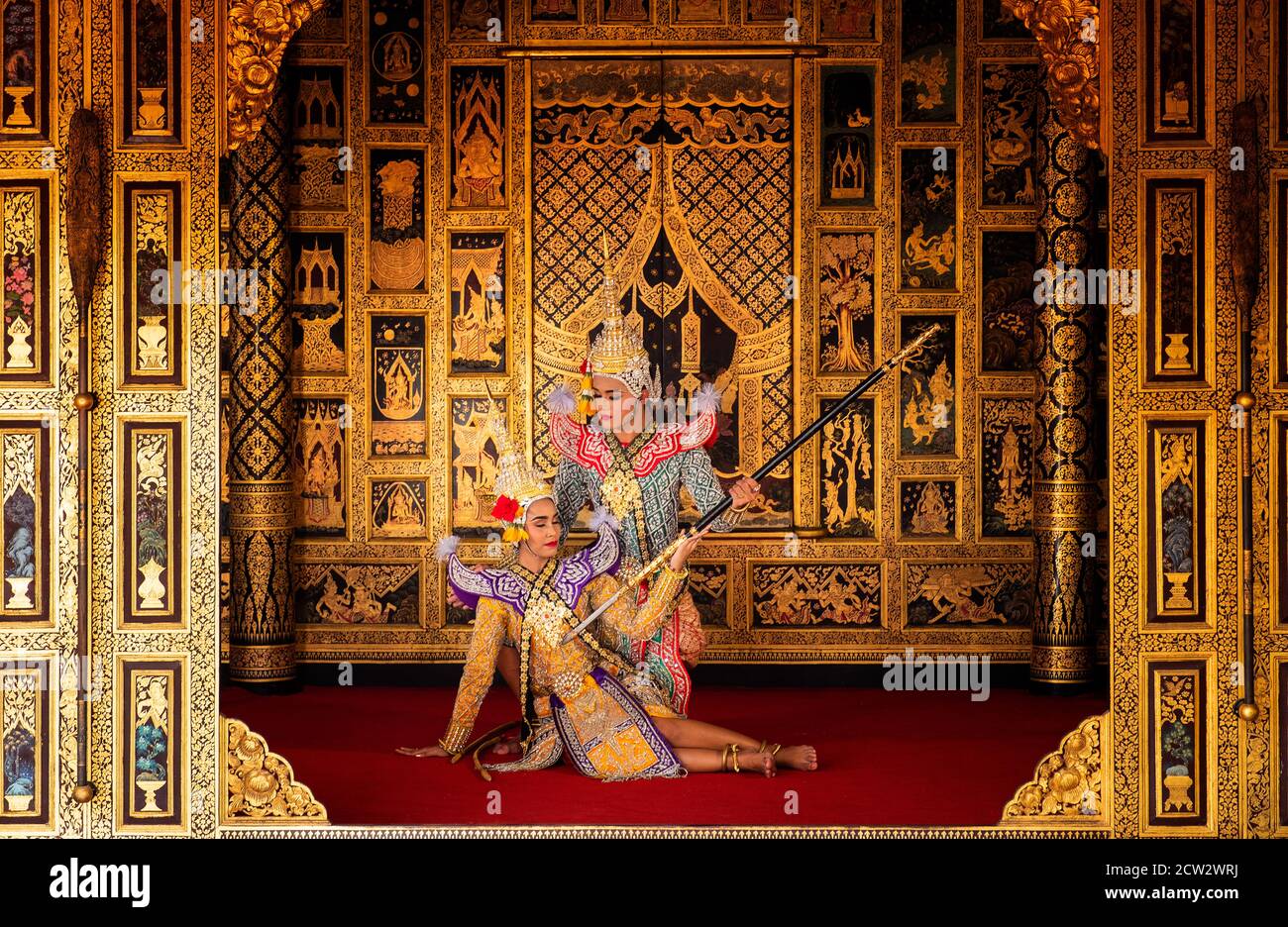 Kunst Kultur Thailand Tanzen im maskierten khon in der Literatur ramayana,Thai klassische Affen maskiert, Khon,Thailand Stockfoto