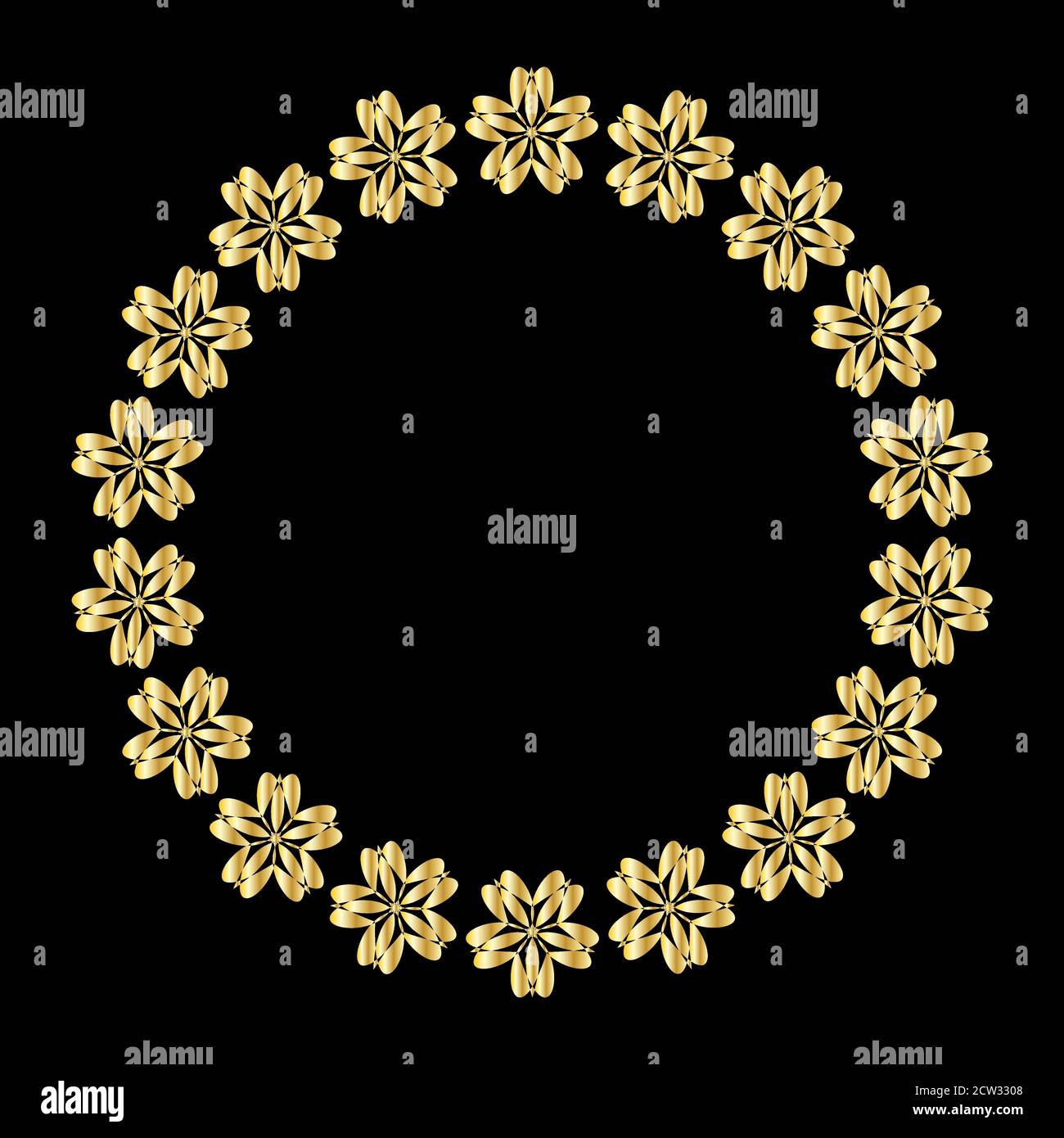 Floraler runder Goldrahmen. Festliches Banner. Vektorgrafik EPS10 Stock Vektor
