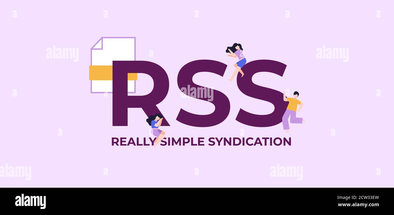 RSS wirklich einfache Syndizierung. Geschäftsprogrammierungs- und Codierungstechnologien und Web-Software. Stock Vektor