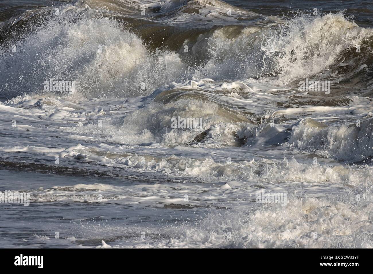 Wellen und Wasser die Nordsee, Großbritannien Stockfoto