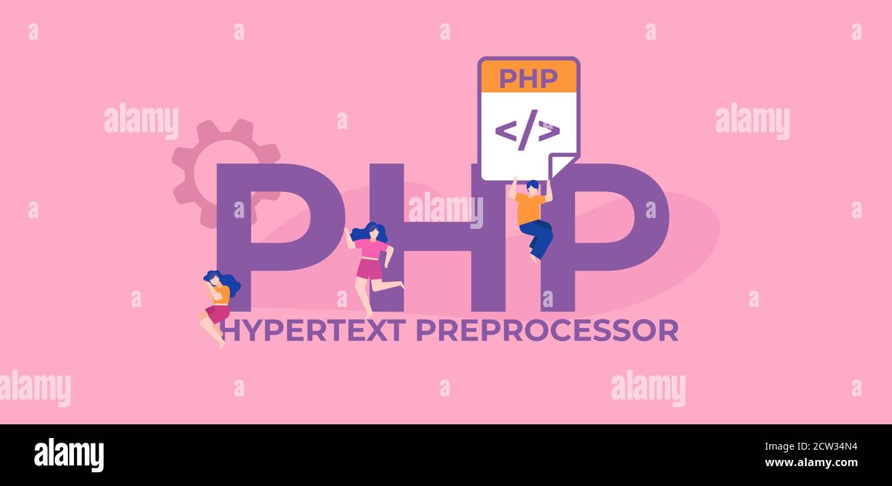 PHP-Hypertext-Präprozessor. Bahnbrechende Programmierungs- und Codierungstechnologien für Sprachen. Stock Vektor