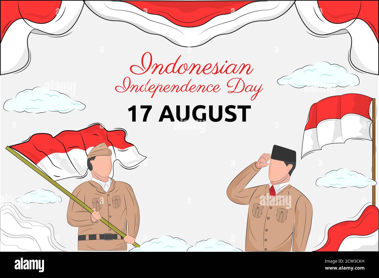 Illustration Vektor Design der indonesischen Unabhängigkeit Tag Hintergrund Stock Vektor