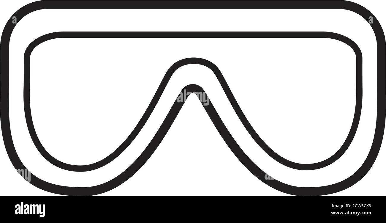 Persönliche Schutzausrüstung, persönliche Schutzausrüstung flache Vektor-Symbole und Symbole. Brille, Schutzbrille. Umrisssymbole. Prävention, Stock Vektor