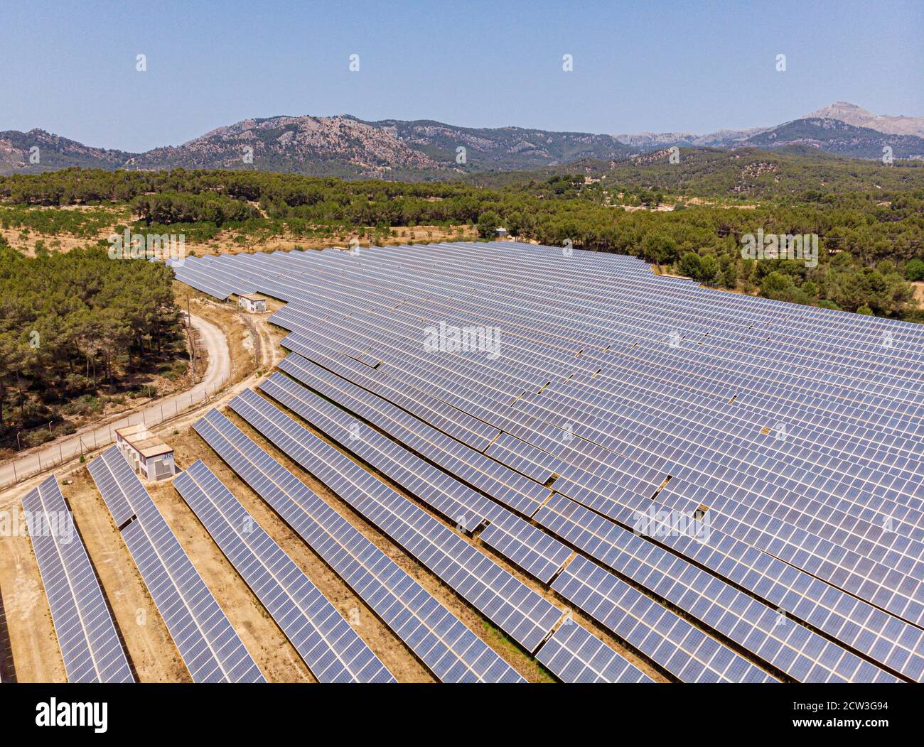 parque de energía Solar fotovoltaica, ses Barraques, Calviá, Mallorca, Balearen, Spanien Stockfoto