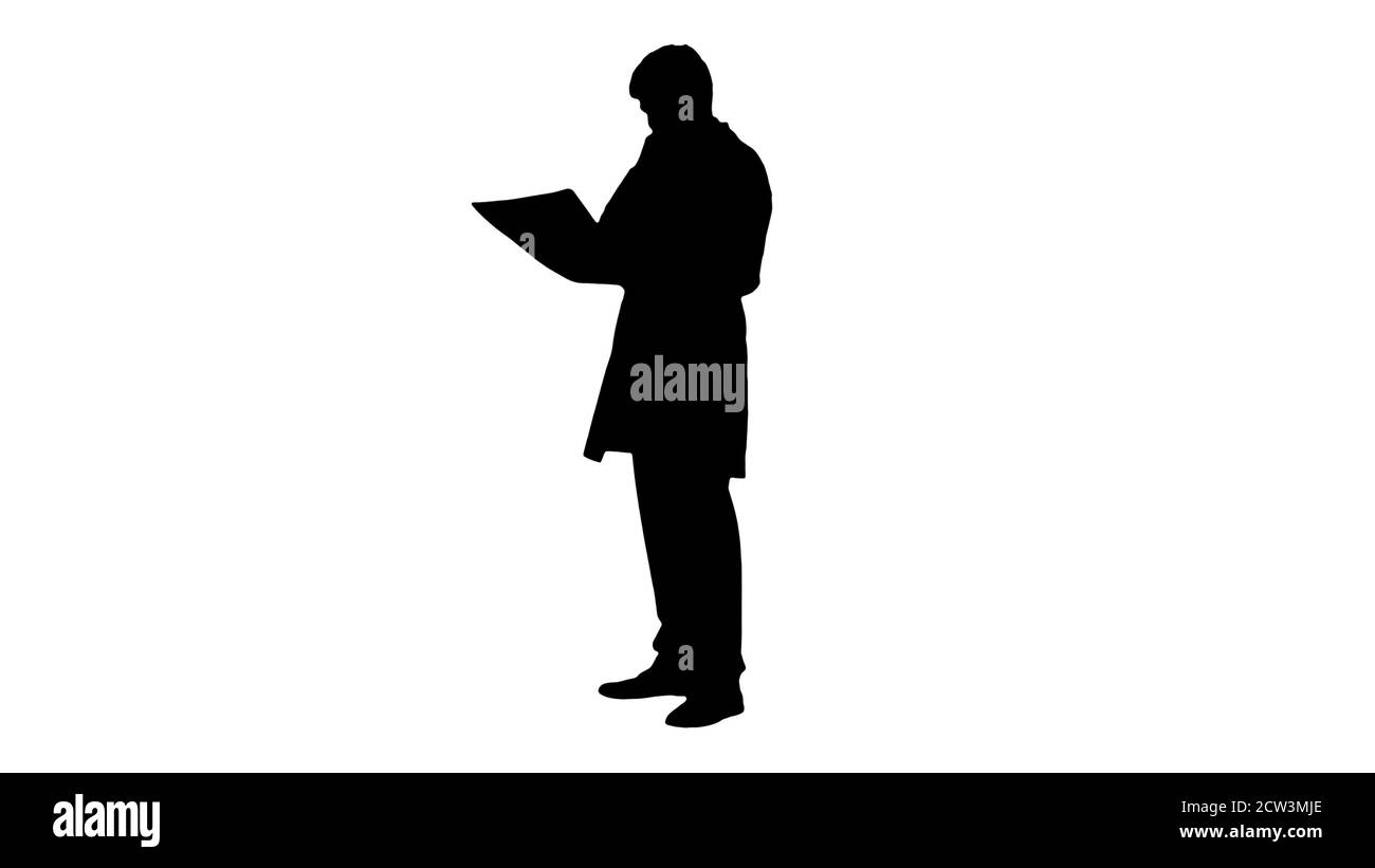 Silhouette frustriert männlichen Arzt Untersuchung Computertomographie Stockfoto