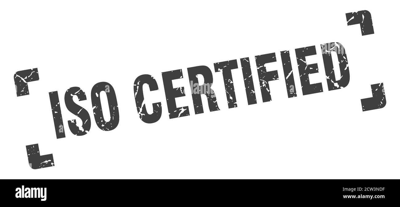 iso-zertifizierter Stempel. Quadratisches Grunge-Schild auf weißem Hintergrund Stock Vektor