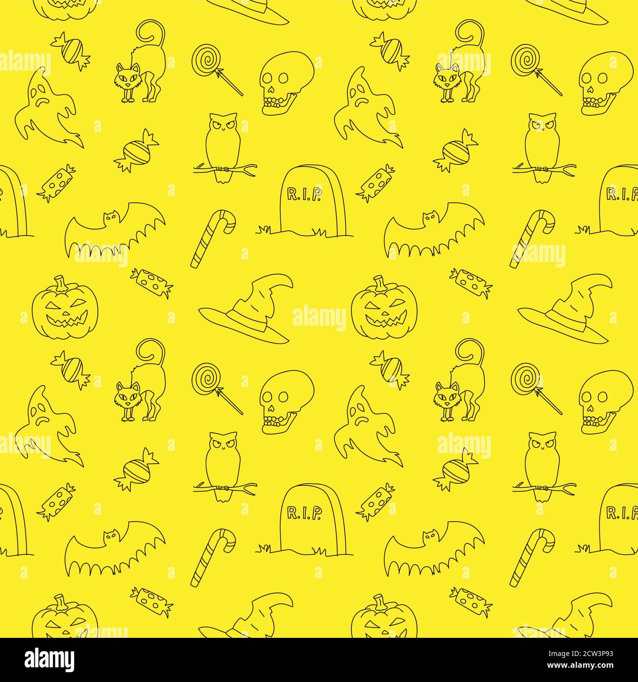 Halloween Nahtloses Muster. Monochromes Hintergrunddesign. Stockfoto