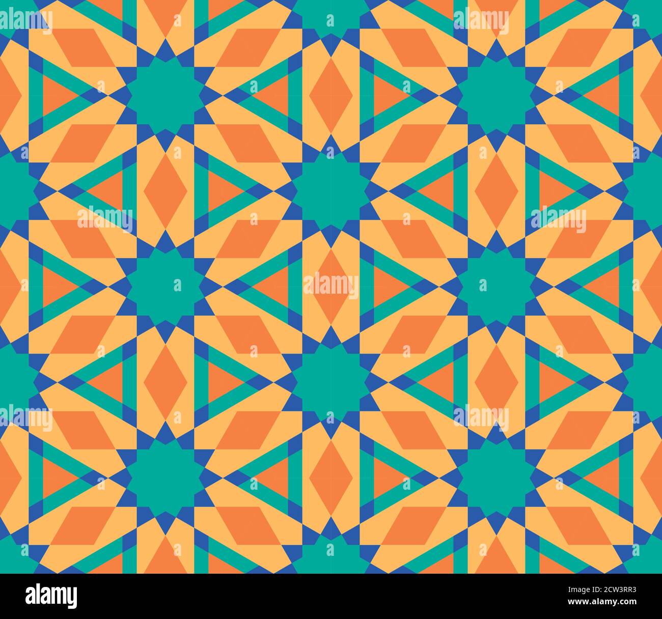 Arabisches Mosaik nahtloses Muster. Digitaler Wandteppich im arabischen Stil, Textildruck. Stock Vektor