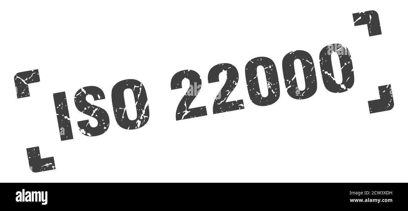 iso 22000 Stempel. Quadratisches Grunge Zeichen auf weißem Hintergrund Stock Vektor