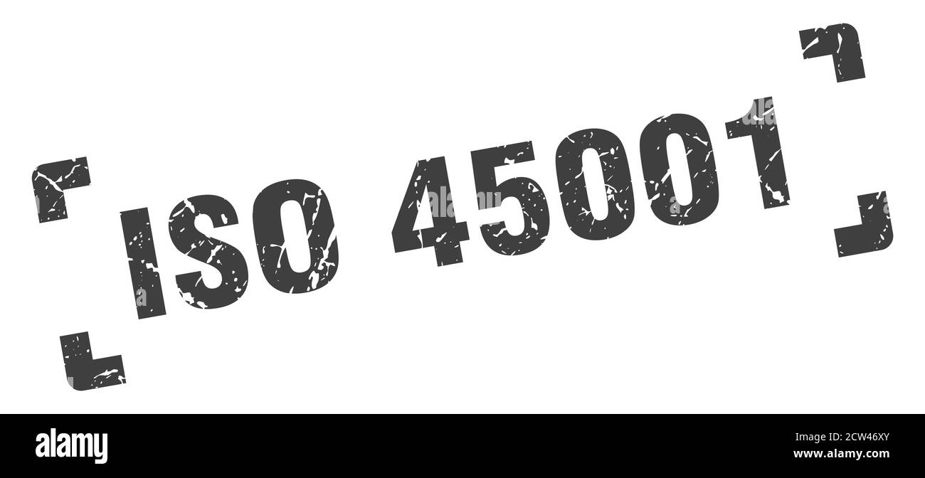 iso 45001 Stempel. Quadratisches Grunge Zeichen auf weißem Hintergrund Stock Vektor