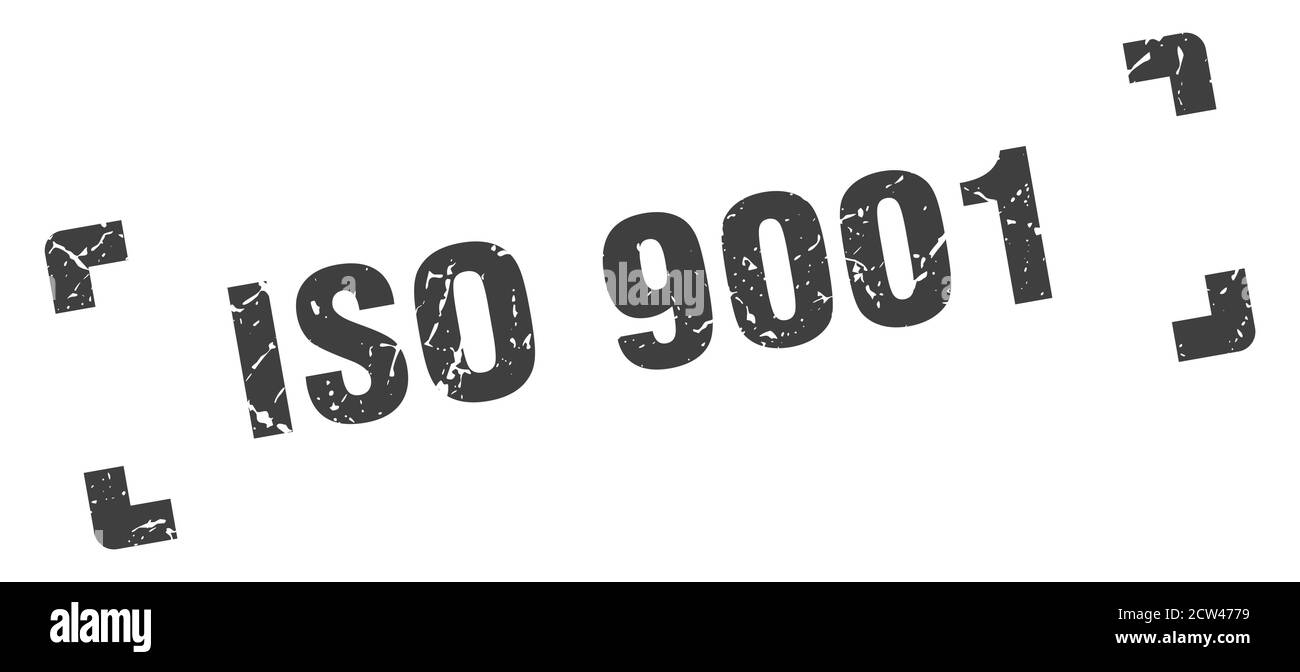 iso 9001 Stempel. Quadratisches Grunge Zeichen auf weißem Hintergrund Stock Vektor