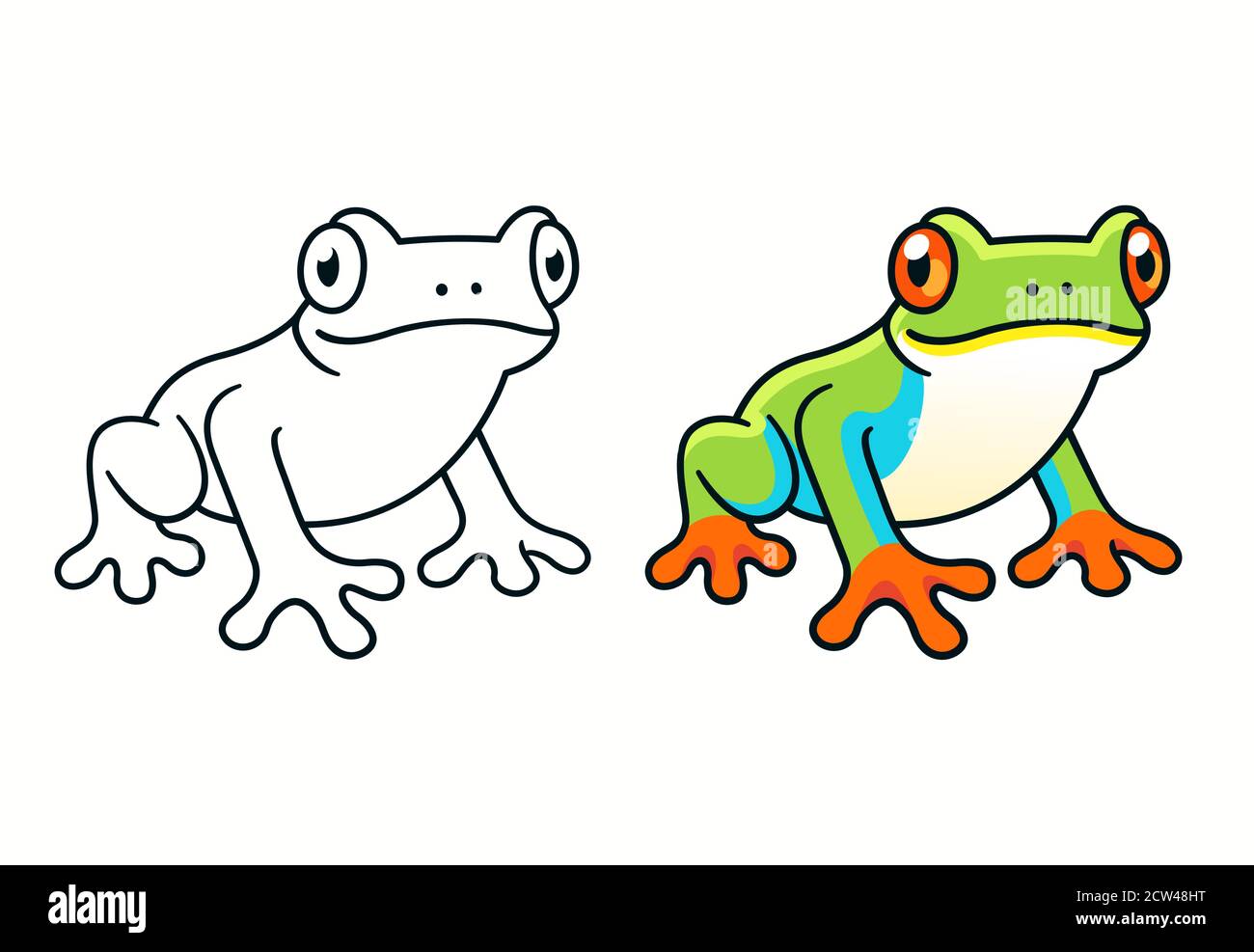 Red-Eyed Tree Frog, niedliche Cartoon-Illustration von zentralamerikanischen Regenwald Frosch in der Wildnis. Stock Vektor