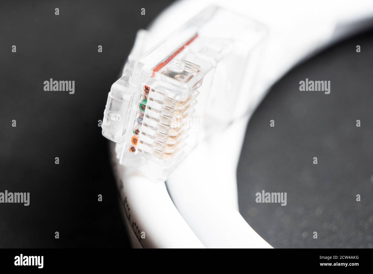 Internet-Datenkabel aus nächster Nähe. Internet-Kommunikationskonzept. Macro Shot Netzwerk-Internet-Kabel. Ethernet-Kabel. Netzwerkkabel Stockfoto