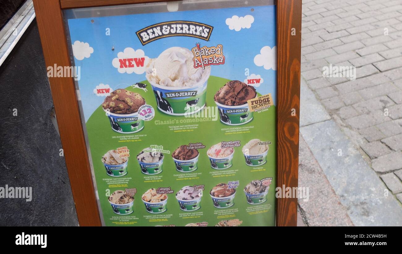 Ben & Jerry's Eis-Display in gamla Stan Stockfoto