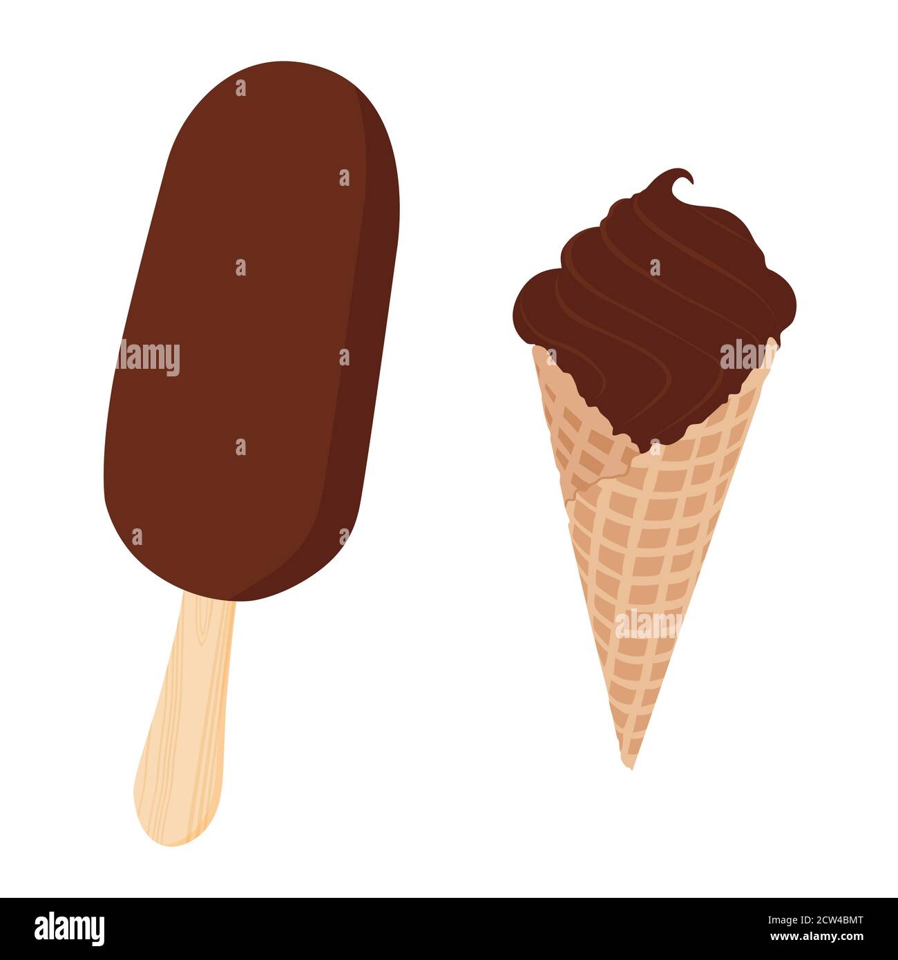 Sammlung von Vektor-Schokolade Eis Illustrationen isoliert auf weiß Stock Vektor