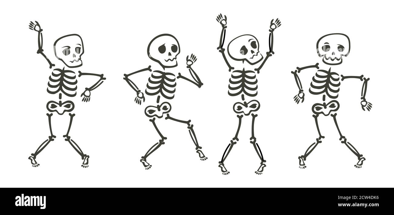 Witziges Skelett. Halloween Cartoon Vektor Illustration Stock Vektor