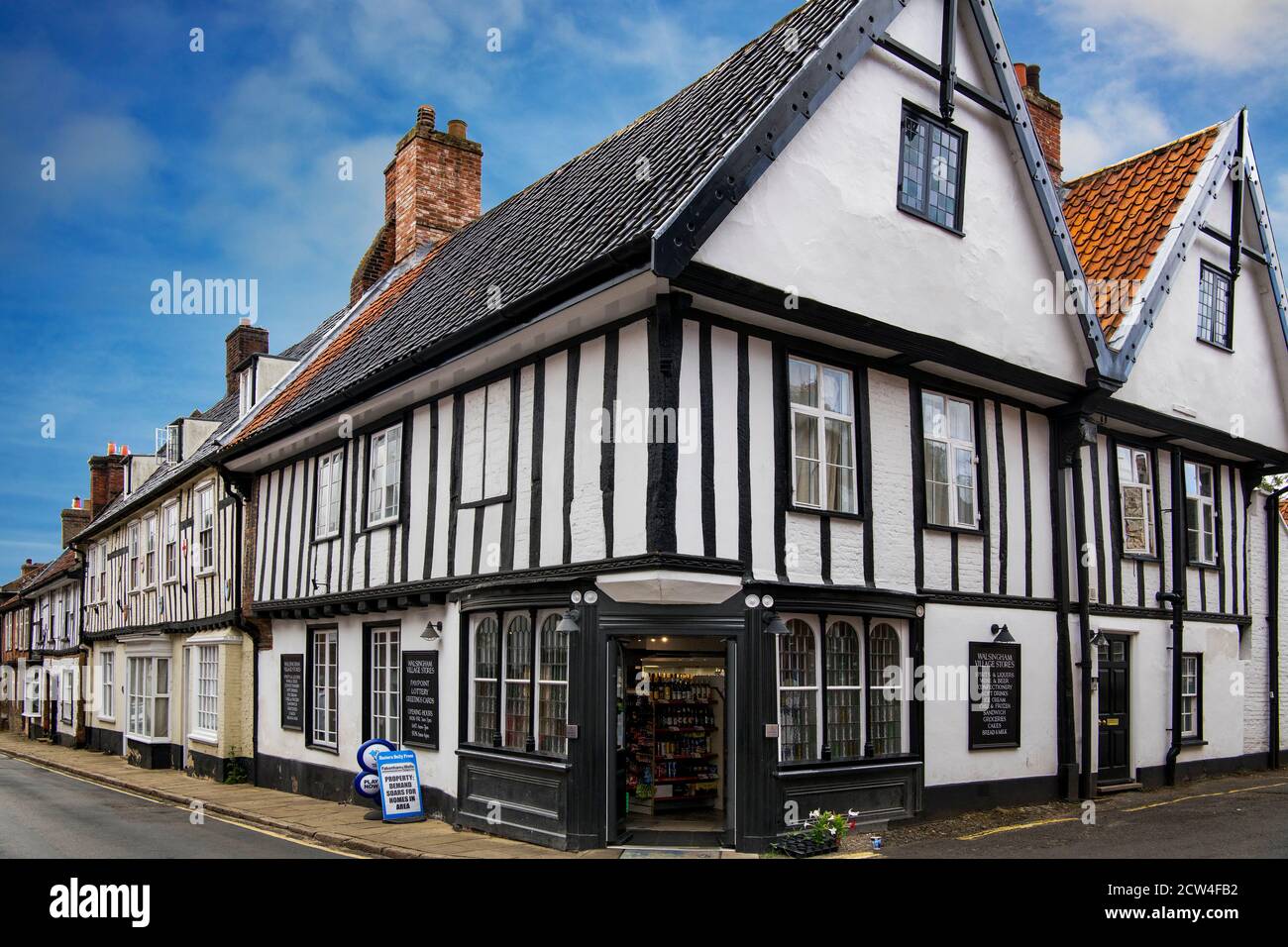 Fachwerkhäuser High Street Walsingham Village Norfolk England Stockfoto