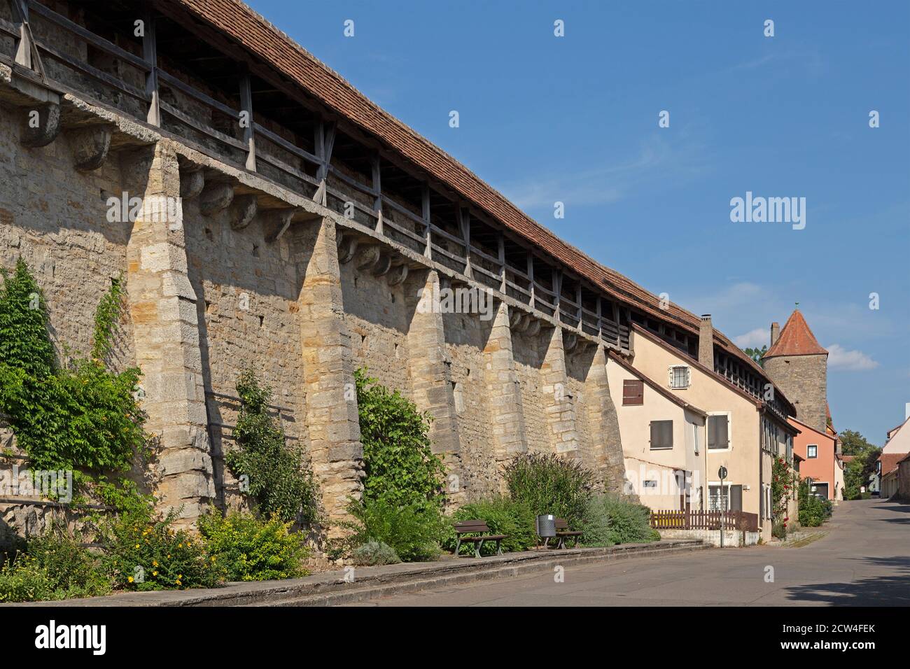 Brüstungswanderung, Stadtmauer, Altstadt, Rothenburg ob der Tauber, Mittelfranken, Bayern, Deutschland Stockfoto