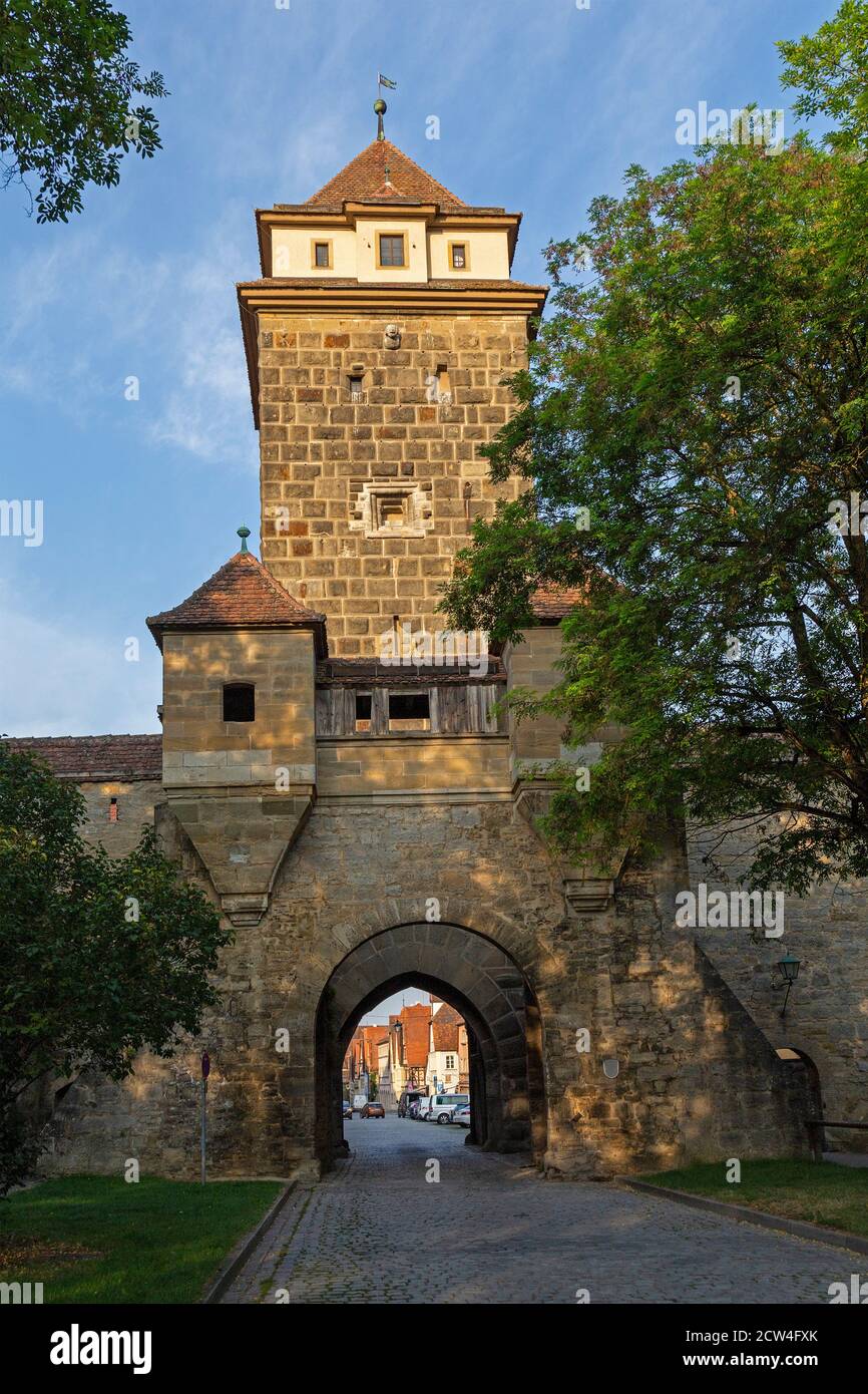 Galgentor (Galgentor), Stadtmauer, Altstadt, Rothenburg ob der Tauber, Mittelfranken, Bayern, Deutschland.´ Stockfoto