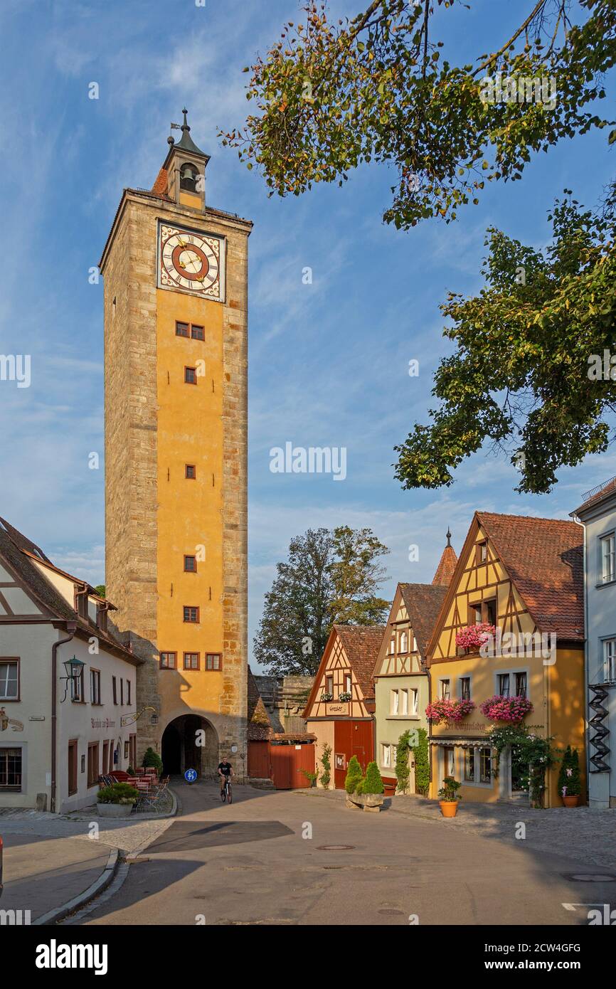Burgturm, Altstadt, Rothenburg ob der Tauber, Mittelfranken, Bayern, Deutschland Stockfoto