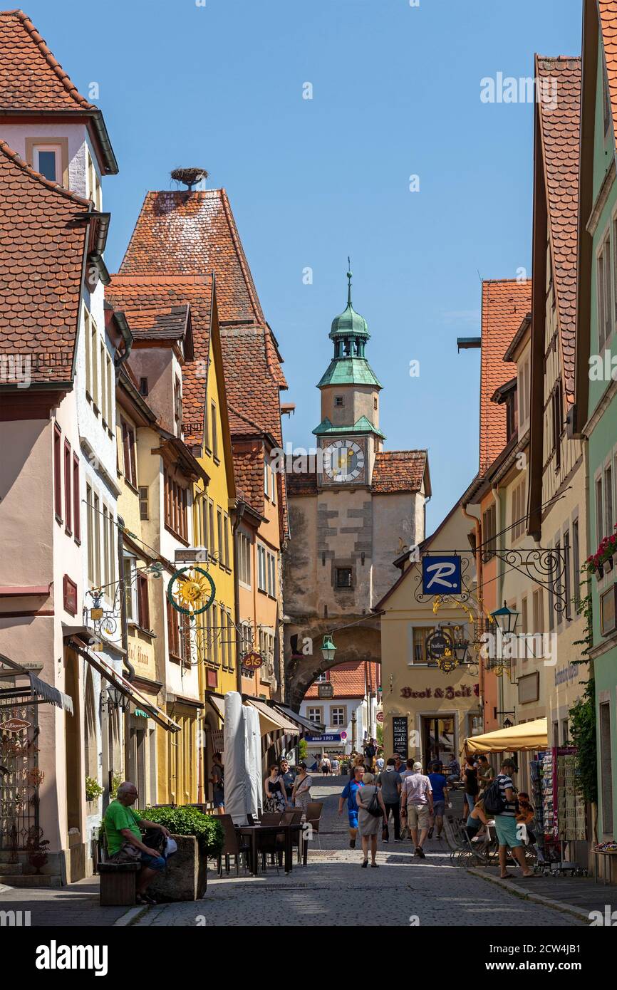 Rödertor, Hafengasse, Altstadt, Rothenburg ob der Tauber, Mittelfranken, Bayern, Deutschland Stockfoto